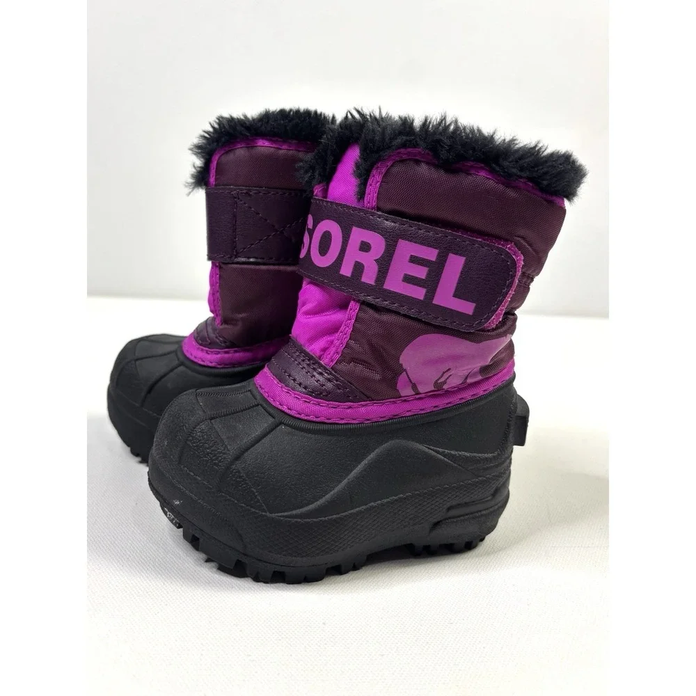 Sorel Snow Boots Toddler Size 4 Waterproof Insulated Pink Black Baby